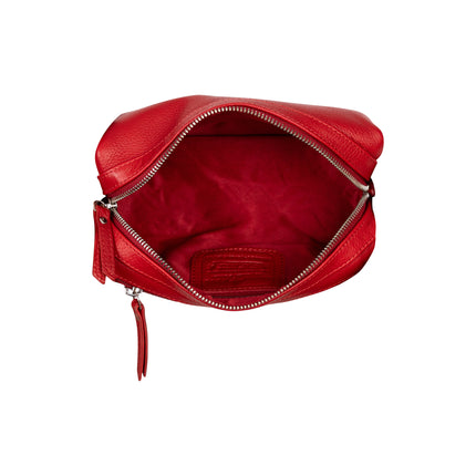 Ruby Luxe Leather Cosmetic Case Red