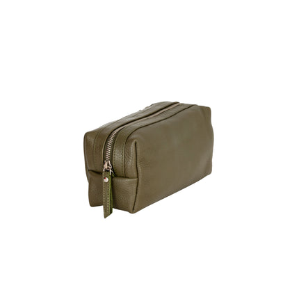 Ruby Luxe Leather Cosmetic Case Olive Green