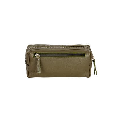 Ruby Luxe Leather Cosmetic Case Olive Green