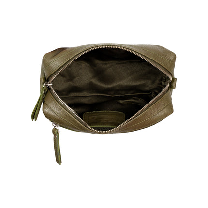 Ruby Luxe Leather Cosmetic Case Olive Green