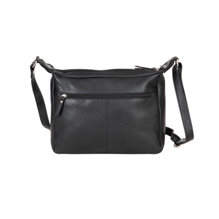 Aspen Multi-Pocket Leather Crossbody Bag – Classic Black