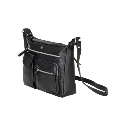 Aspen Multi-Pocket Leather Crossbody Bag – Classic Black