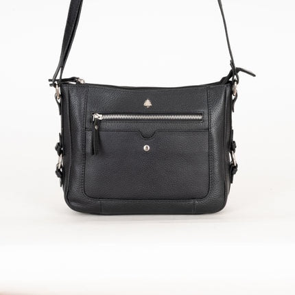 Harper Compact Leather Crossbody Bag – Classic Black