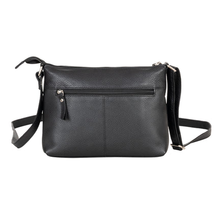 Mila Multi-Pocket Leather Crossbody Bag – Classic Black