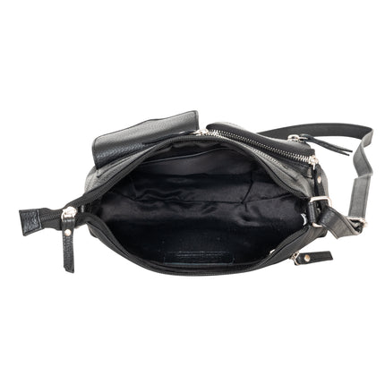 Mila Multi-Pocket Leather Crossbody Bag – Classic Black