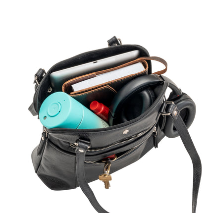 Arden Leather Tote – Black Work & Travel Bag
