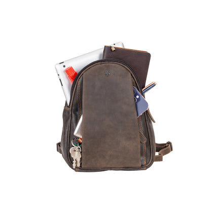 Leather Women Backpack Little Emma - Brown