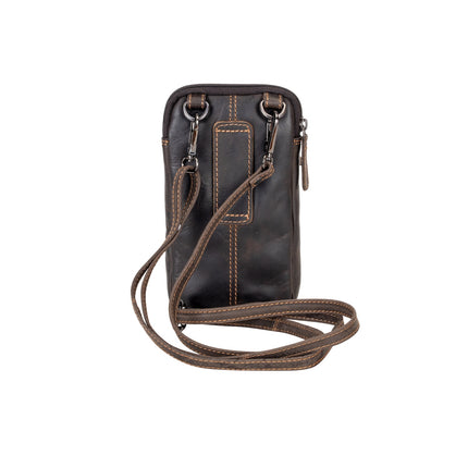 Handmade Vintage Leather Phone Bag – Crossbody Mobile Pouch with Belt Loop, Keys & Card Pocket