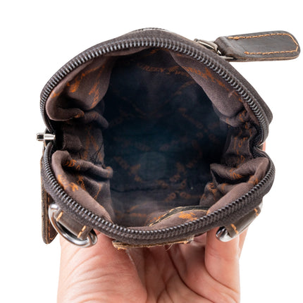 Handmade Vintage Leather Phone Bag – Crossbody Mobile Pouch with Belt Loop, Keys & Card Pocket