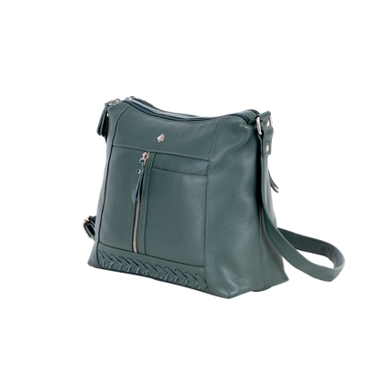 Savannah Woven Detail Leather Crossbody Bag – Sea Green