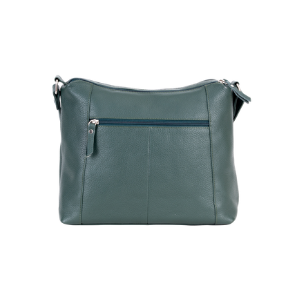 Savannah Woven Detail Leather Crossbody Bag – Sea Green