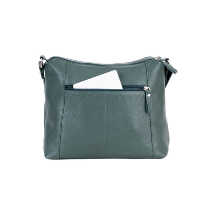 Savannah Woven Detail Leather Crossbody Bag – Sea Green