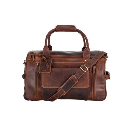 Greenwood “Pathfinder” Leather Wheeled Duffel – Vintage Sandel Travel Trolley