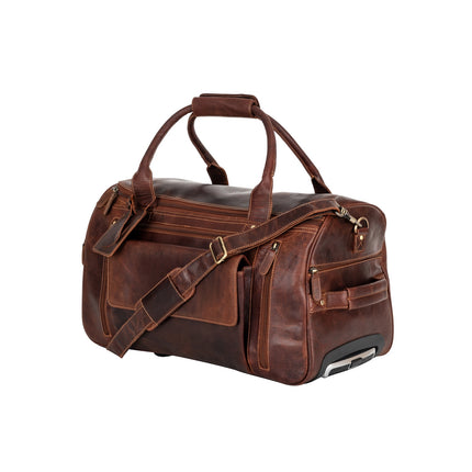 Greenwood “Pathfinder” Leather Wheeled Duffel – Vintage Sandel Travel Trolley