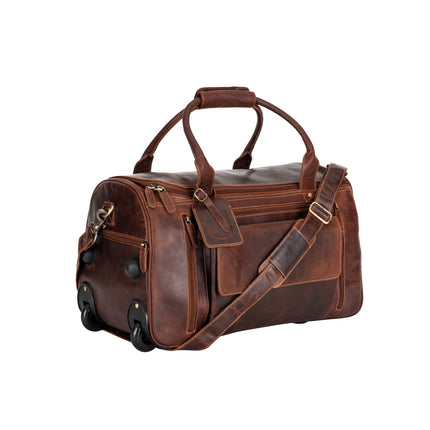 Greenwood “Pathfinder” Leather Wheeled Duffel – Vintage Sandel Travel Trolley