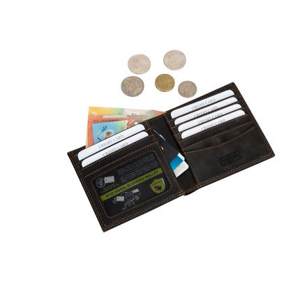 Greenwood Leather “Auckland” Men’s Bifold RFID Wallet – Genuine Leather Slim Wallet with Gift Box