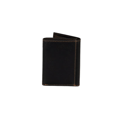 Greenwood Leather “Wellington” Men’s Tri-Fold RFID Leather Wallet – Dark Brown | Gift Box Included