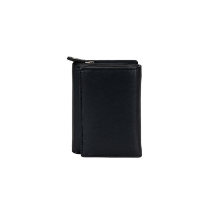 Greenwood Leather “Ruby” Ladies’ Small Tri-Fold Leather Wallet – Compact RFID Wallet in Black