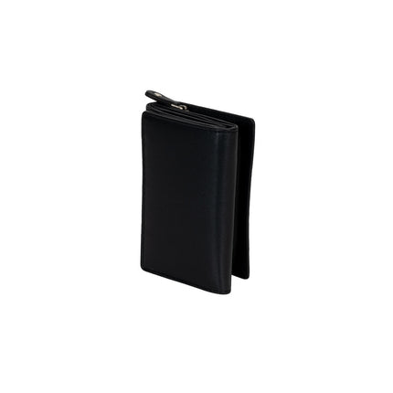 Greenwood Leather “Ruby” Ladies’ Small Tri-Fold Leather Wallet – Compact RFID Wallet in Black