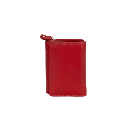 Greenwood Leather “Ruby” Ladies’ Small Tri-Fold Leather Wallet – Compact RFID Wallet in Red