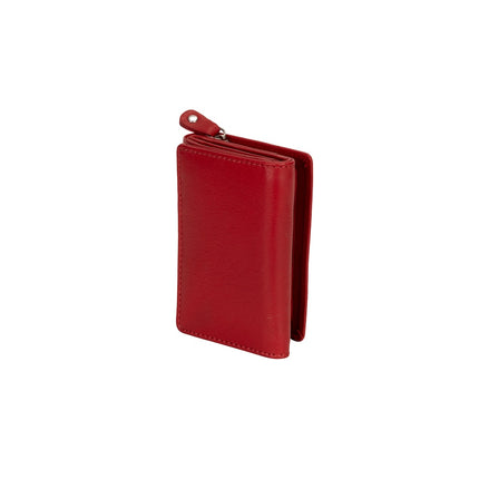 Greenwood Leather “Ruby” Ladies’ Small Tri-Fold Leather Wallet – Compact RFID Wallet in Red