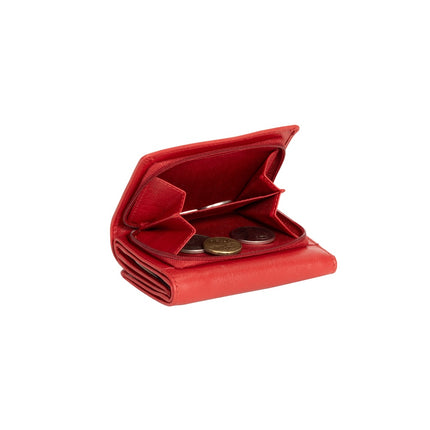 Greenwood Leather “Ruby” Ladies’ Small Tri-Fold Leather Wallet – Compact RFID Wallet in Red