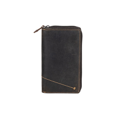 Wildera Leather “Aurora” Ladies’ Long Leather Wallet – Zip-Around RFID Wallet in Brown