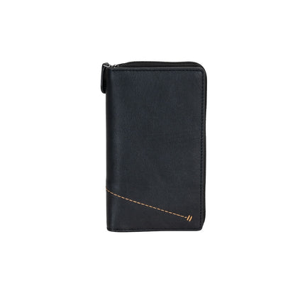 Wildera Leather “Aurora” Ladies’ Long Leather Wallet – Zip-Around RFID Wallet in Black