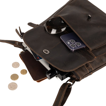 Leather Shoulder Bag Rotorua - Brown LD014BRN