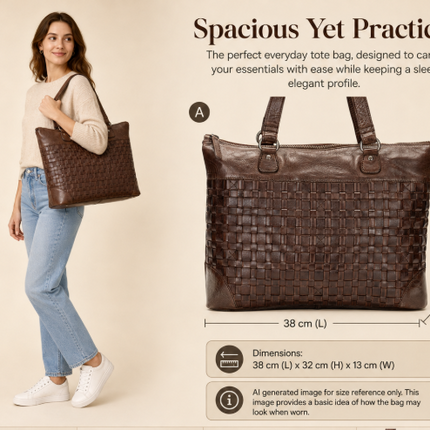 The Harlow Tote Bag — Espresso Brown Leather Work Tote