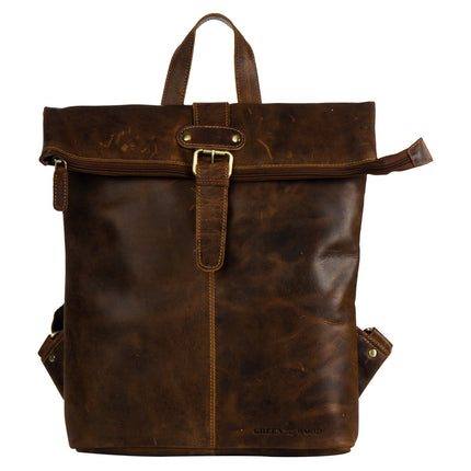 Birchwood Roll-Top Leather Backpack – Vintage Full Grain Leather Laptop Backpack | Medium & Large