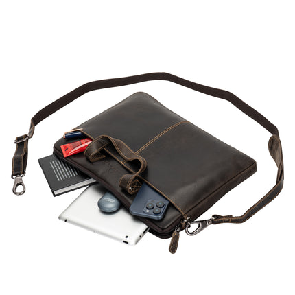Leather Laptop Sleeve - MacBook Pro/Air 13 / 15 / 16 inch sleeve with Strap - Montreal Brown