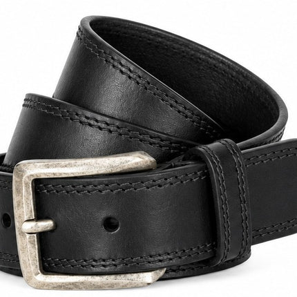 Beckett – Heavy Duty Leather Belt for Men, Stitched Edge, Black (Pack of 6 Belt)