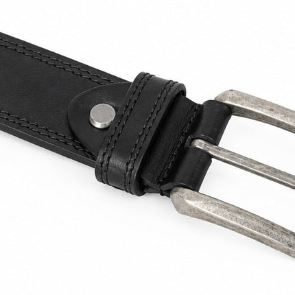 Beckett – Heavy Duty Leather Belt for Men, Stitched Edge, Black (Pack of 6 Belt)